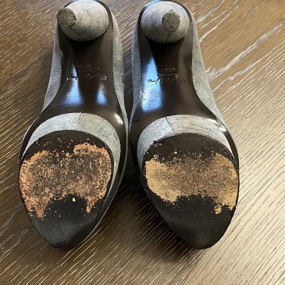 Elizabeth and James Mason pewter silver platform heels - Picture 13 of 17